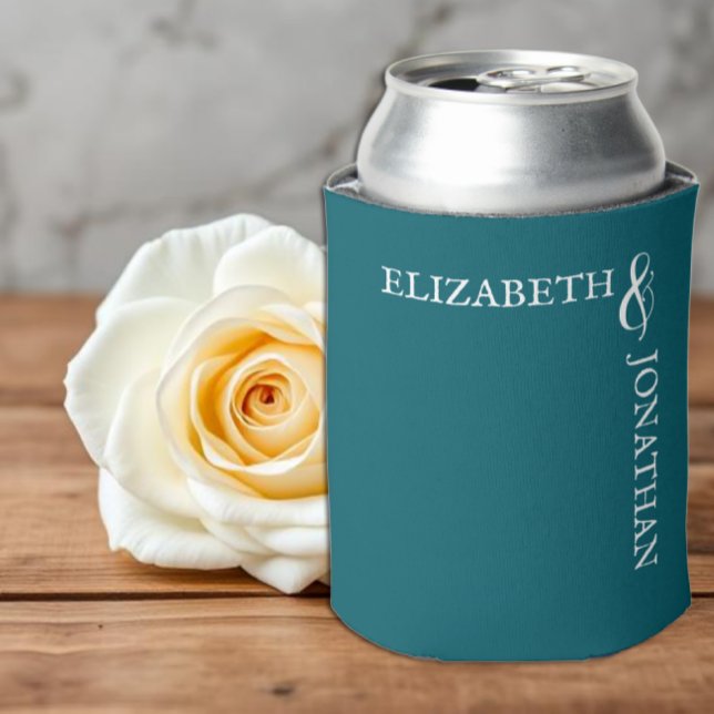 Rafraîchisseur Pour Canette Mariage Typographie Moderne Sarcelle Foncé (Créateur téléchargé)