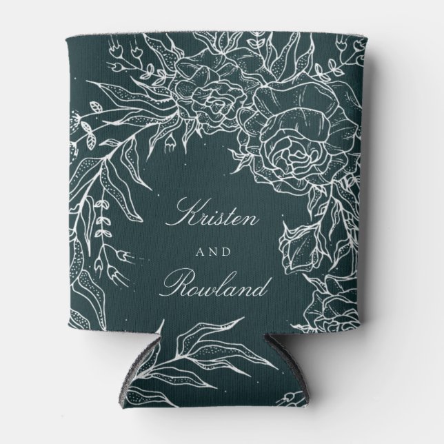 Rafraîchisseur Pour Canette Mariage vert émeraude blanc (Devant)