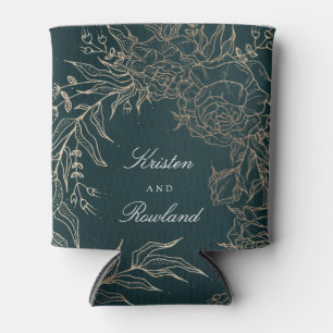 Rafraîchisseur Pour Canette Mariage vert émeraude or Fleur Wreath Emerald