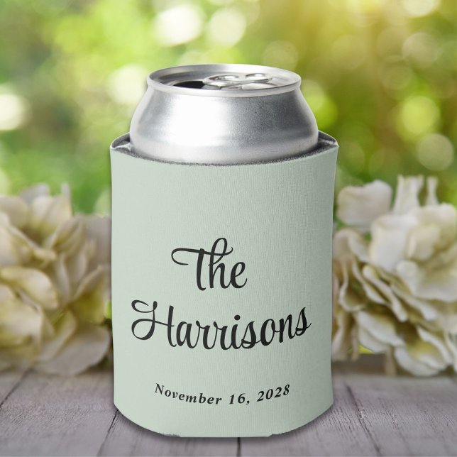 Rafraîchisseur Pour Canette Mariage vert Monogramme Sage (Créateur téléchargé)