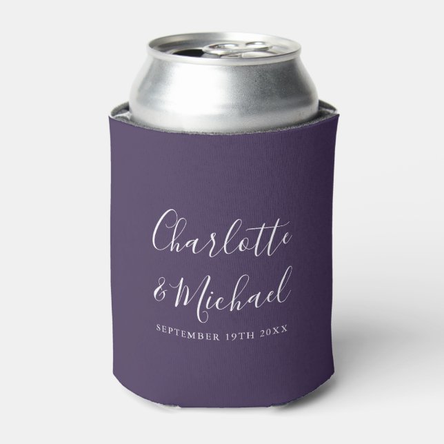 Rafraîchisseur Pour Canette Mariage Violet Script Signature (Can devant)