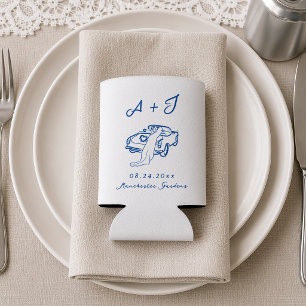 Rafraîchisseur Pour Canette Mariage Voiture Vintage Navy Dessinée à la Main Fa