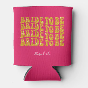 Rafraîchisseur Pour Canette Mariée à être Texte Paillettes Or avec Nom, Rose