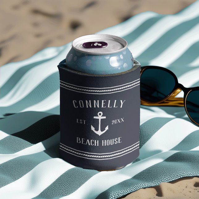 Rafraîchisseur Pour Canette Marine Ancre Rustique Maison de plage personnalisé (Créateur téléchargé)