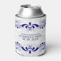 Marine bleu dentelle florale blanc Damas Arrière -
