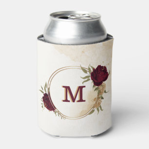 Rafraîchisseur Pour Canette Maroon vert beige or botanique