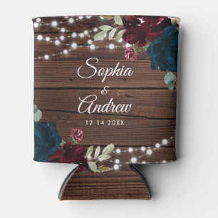 Rafraîchisseur Pour Canette Marsala & Marine Rustic Wood Mariage