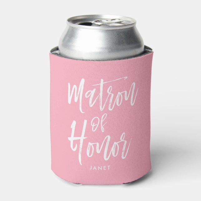Rafraîchisseur Pour Canette Matron d'honneur | Style de script Mariage rose pe (Can devant)