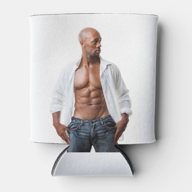 Rafraîchisseur Pour Canette Mec Sexy Beaux Pecs Abdos Musclés Plage Torse Nu (Devant)