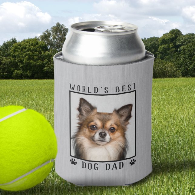 Rafraîchisseur Pour Canette Meilleur chien papa Empreintes de pattes du monde  (World's Best Dog Dad Paw Prints Pet Photo Rustic Can Cooler)