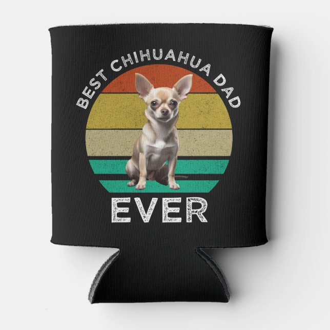 Rafraîchisseur Pour Canette Meilleur papa Chihuahua jamais (Devant)