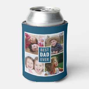 Rafraîchisseur Pour Canette Meilleur papa Ever 4 Photo Collage Ocean Blue