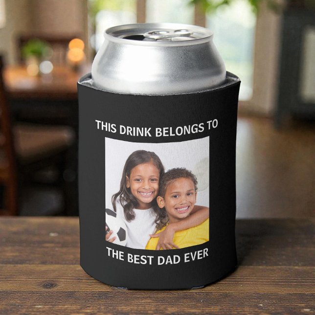 Rafraîchisseur Pour Canette Meilleur papa jamais personnalisé photo noir (Best Dad Ever Personalized Photo Black Can Cooler)