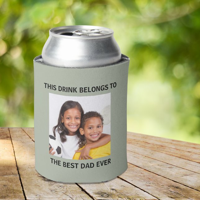 Rafraîchisseur Pour Canette Meilleur papa jamais photo (Celebrate the best dad ever with a custom photo can cooler - a gift that he will love, use and enjoy)