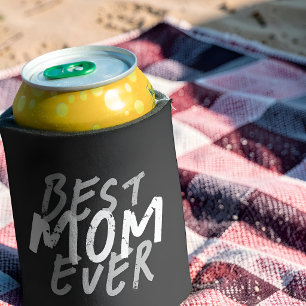 Rafraîchisseur Pour Canette Meilleure Maman Moderne Grunge Blanc et Gris