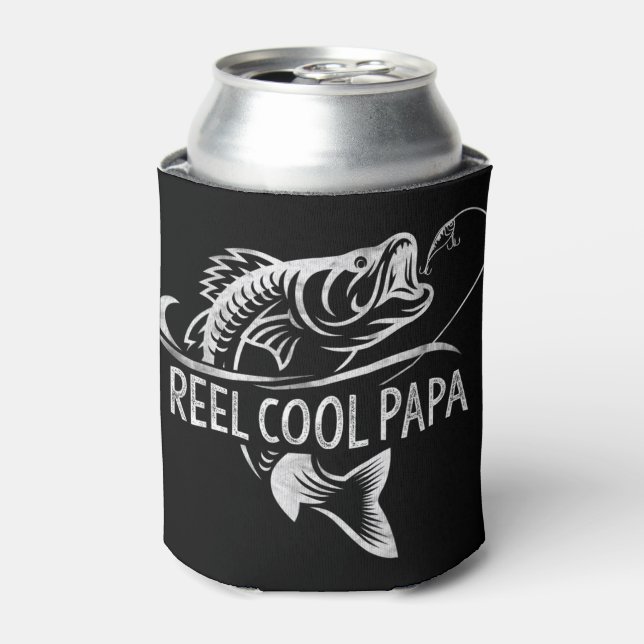 Rafraîchisseur Pour Canette Mens Reel Cool Papa Pêche Papa Cadeaux Fête des pè (Can devant)