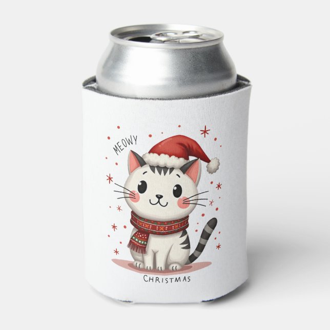 Rafraîchisseur Pour Canette Meowy Noël Amoureux des chats Funny Festive Vacanc (Can devant)