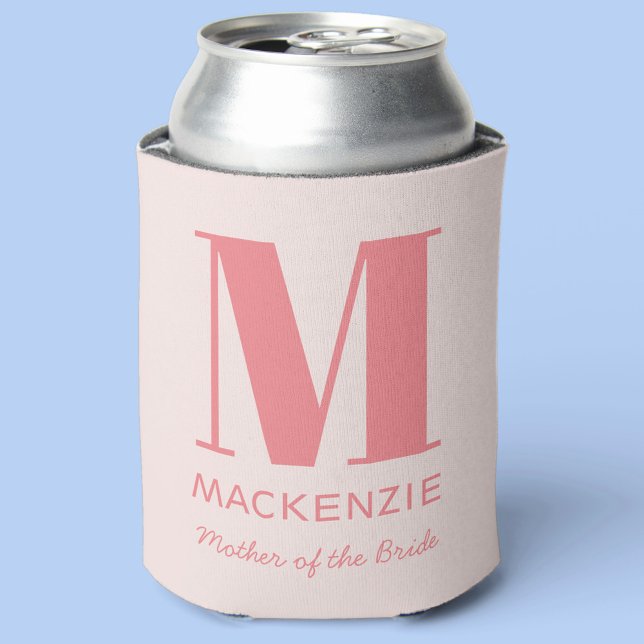 Rafraîchisseur Pour Canette Mère de la mariée rose Monogramme Nom (Mother of the Bride blush pink can cooler)