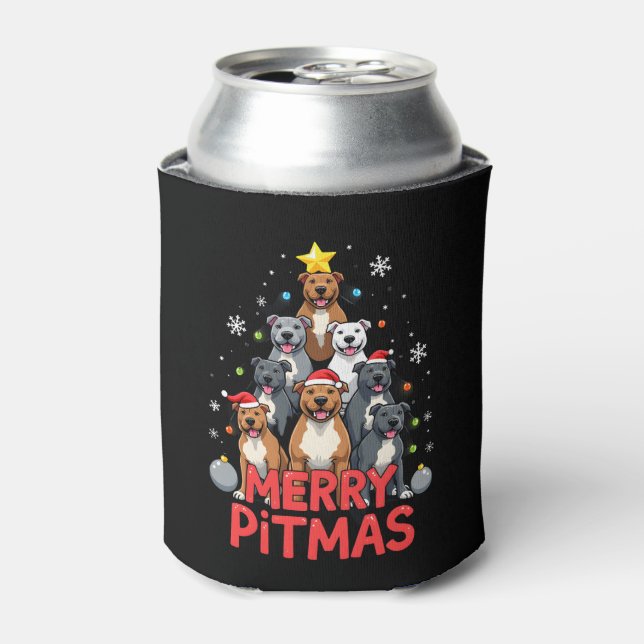 Rafraîchisseur Pour Canette Merry Pitmas Pitbull Dog Ugly Christmas Sweater Tr (Can devant)