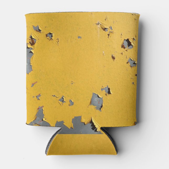 Rafraîchisseur Pour Canette Métal jaune fissuré : texture sale. (Devant)