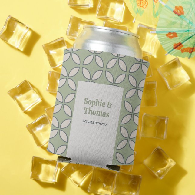 Rafraîchisseur Pour Canette Mid Century Mod Retro Mariage Olive Green (Été in situ)