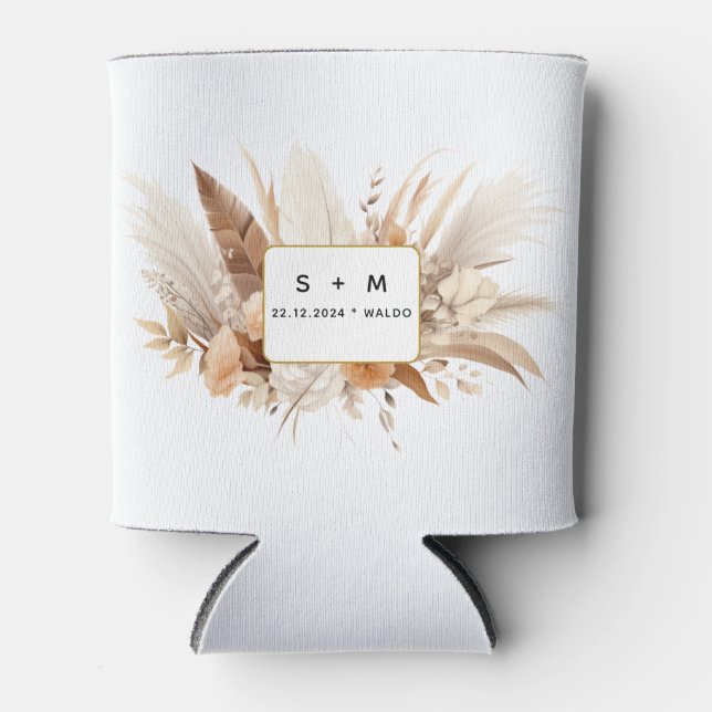 Rafraîchisseur Pour Canette Minimal rustique élégant Boho Floral Mariage Vinta (Devant)