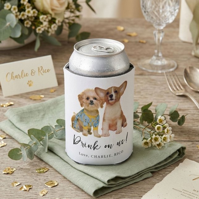 Rafraîchisseur Pour Canette Minimalist Dog Pet Photo Wedding  (Créateur téléchargé)