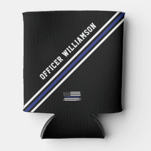 Rafraîchisseur Pour Canette Minimaliste Ligne Bleue Mince Officier de Police P