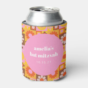 Rafraîchisseur Pour Canette Mitzvah de Bat Personnalisé Fleurs Rétro Mignon Ro