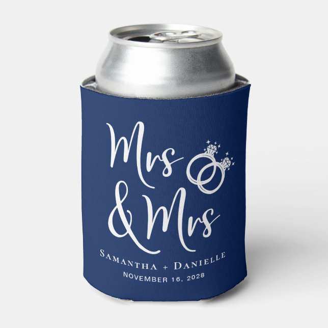 Rafraîchisseur Pour Canette Mme & Mme Lesbian Navy Blue Wedding Favor (Can devant)