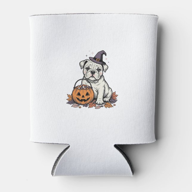 Rafraîchisseur Pour Canette Modèle de citrouille de bouledogue d'Halloween gra (Devant)