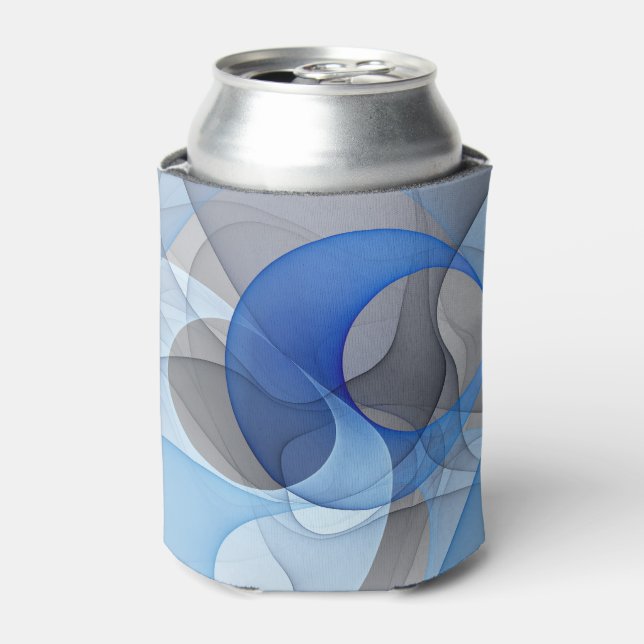 Rafraîchisseur Pour Canette Modern Abstract Blue Gray Fractal Art Graphic (Can devant)