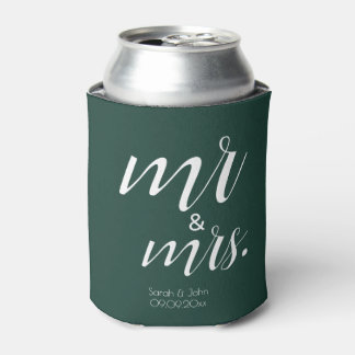 Rafraîchisseur Pour Canette Modern Emerald Green Bold Mr & Mrs Wedding
