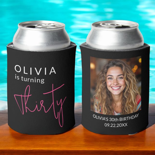 Rafraîchisseur Pour Canette Moderne 30ème Trente Photo Anniversaire Fête Peut  (Créateur téléchargé)