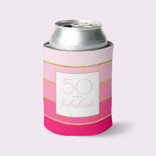 Rafraîchisseur Pour Canette Moderne rose vif et or 50 ans et fêtard anniversai