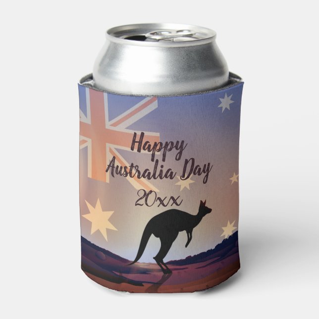 Rafraîchisseur Pour Canette Modifier le drapeau texte Kangaroo Australia Day (Can devant)