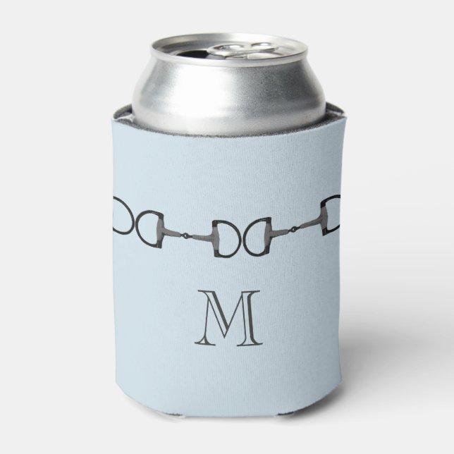 Rafraîchisseur Pour Canette Monogramme à bille de cheval bleu clair (Can devant)