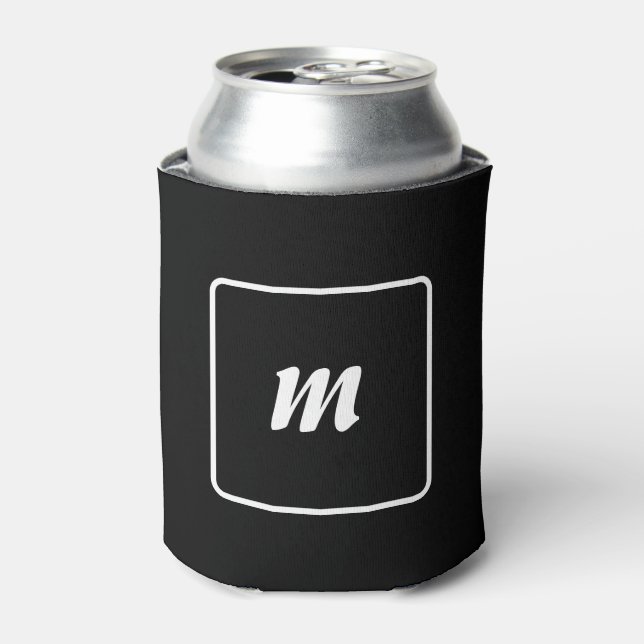 Rafraîchisseur Pour Canette Monogramme à rayures noires et blanches (Can devant)