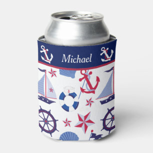 Rafraîchisseur Pour Canette Monogramme bleu blanc et bleu marine