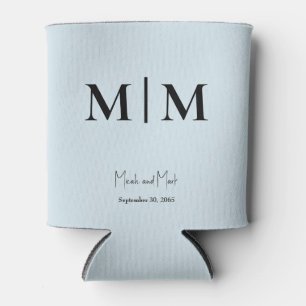 Rafraîchisseur Pour Canette Monogramme bleu ciel et noms Mariage peut refroidi