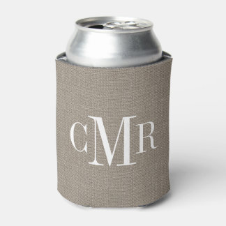 Rafraîchisseur Pour Canette Monogramme classique de Burlap rustique
