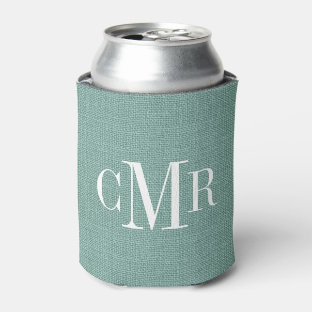 Rafraîchisseur Pour Canette Monogramme classique Rustique Aqua (Can devant)