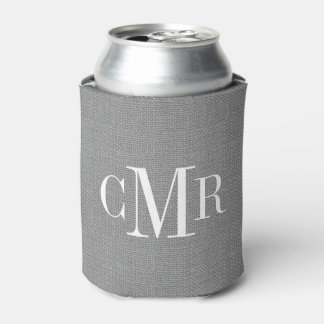 Rafraîchisseur Pour Canette Monogramme classique Rustique Grey Burlap