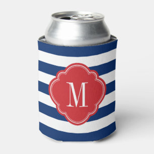 Rafraîchisseur Pour Canette Monogramme de bandes patriotiques rouge blanc et b