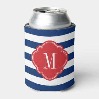 Rafraîchisseur Pour Canette Monogramme de bandes patriotiques rouge blanc et b