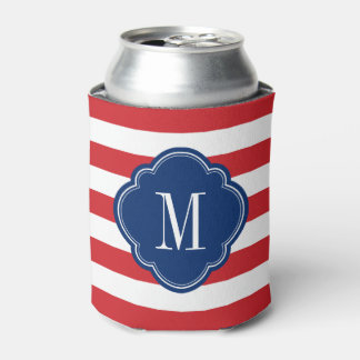 Rafraîchisseur Pour Canette Monogramme de bandes patriotiques rouge blanc et b