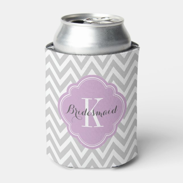 Rafraîchisseur Pour Canette Monogramme de Chevron gris et violet (Can devant)