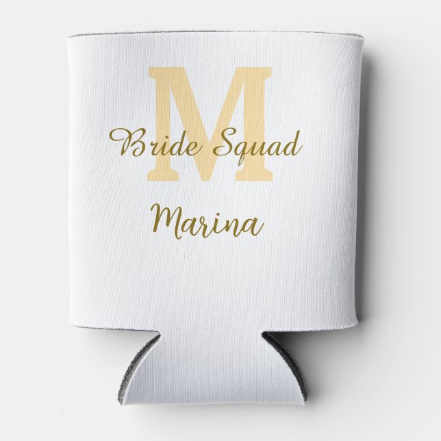 Rafraîchisseur Pour Canette Monogramme de l'équipe de la mariée simple shower  (Devant)