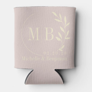 Rafraîchisseur Pour Canette Monogramme de mariage à feuille Lavande de milieu