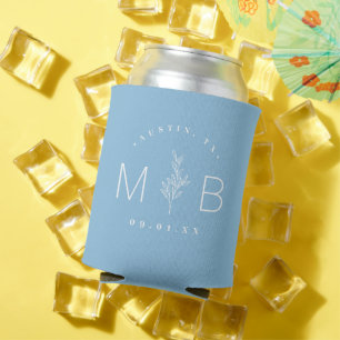 Rafraîchisseur Pour Canette Monogramme de mariage à tige florale rustique   Bl